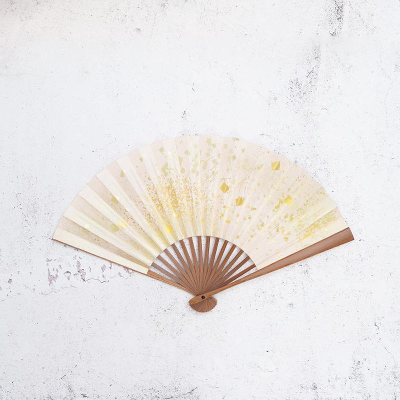 [HAND FAN] UNKINDO FUKATSU WOMEN'S HAKU GOLD-PINK HONSUSU-TAKE | EDO FOLDING FANS