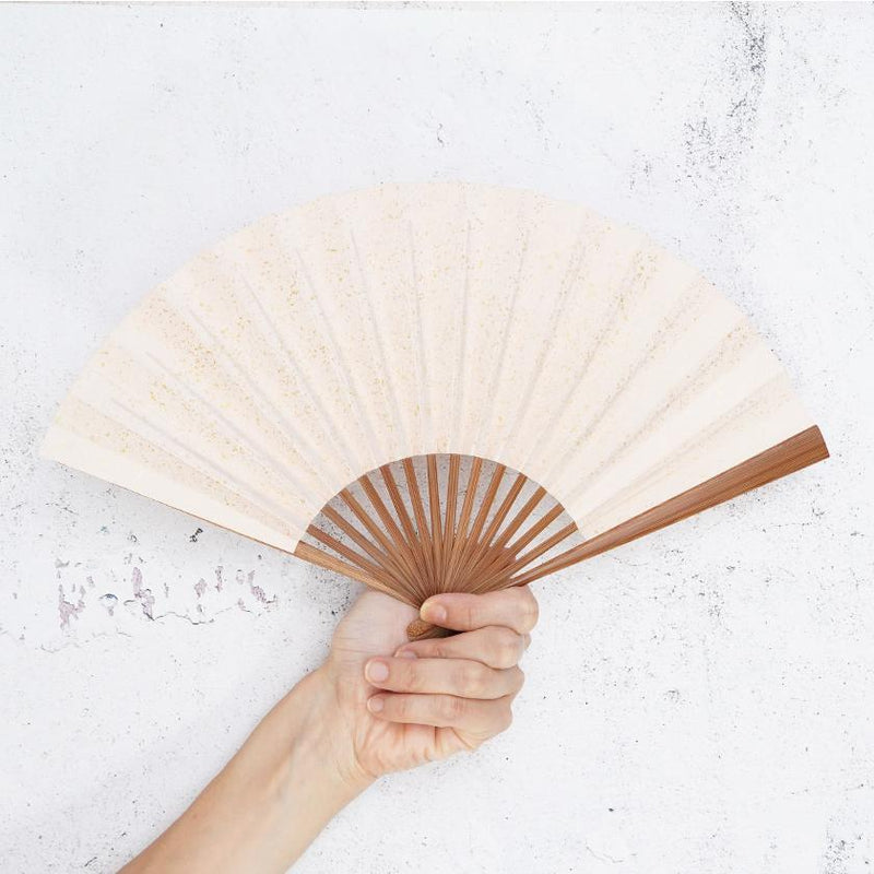 [HAND FAN] UNKINDO FUKATSU WOMEN'S HAKU GOLD-PINK HONSUSU-TAKE | EDO FOLDING FANS