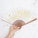 [HAND FAN] UNKINDO FUKATSU WOMEN'S HAKU GOLD-WHITE HONSUSU-TAKE | EDO FOLDING FANS