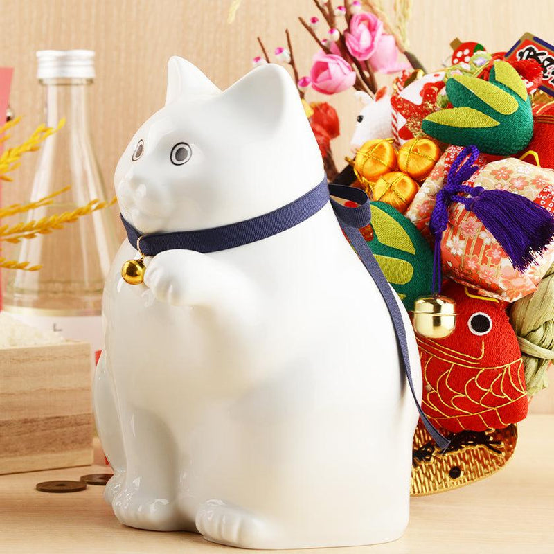 [BECKONING (LUCKY) CAT] MANEKINEKO BANK SECOND MODEL WHITE | KATA KOTO | HIZEN YOSHIDA WARES