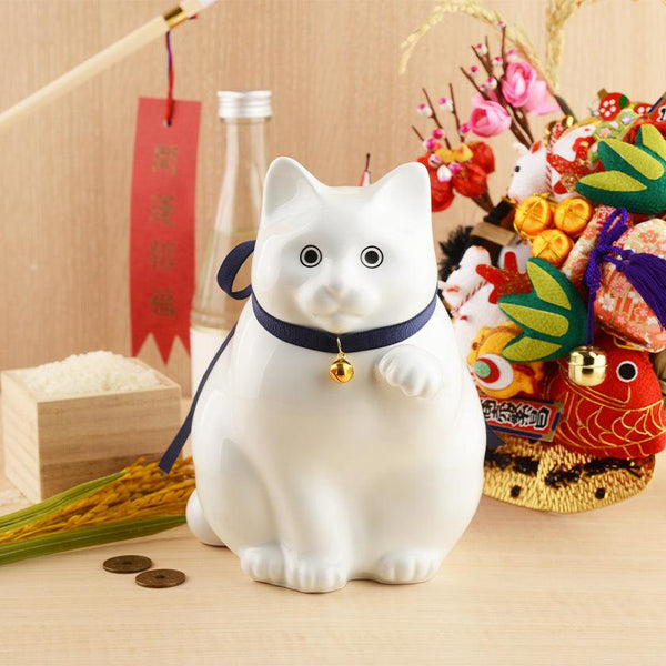 [BECKONING (LUCKY) CAT] MANEKINEKO BANK SECOND MODEL WHITE | KATA KOTO | HIZEN YOSHIDA WARES