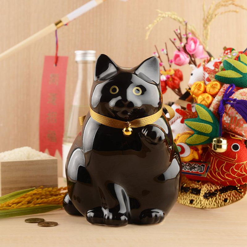 [BECKONING (LUCKY) CAT] MANEKINEKO BANK SECOND MODEL BLACK | KATA KOTO | HIZEN YOSHIDA WARES