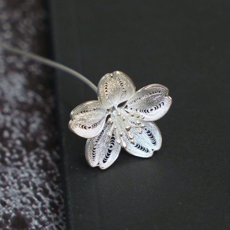 [HAIR STICK] KANZASHI SAKURA (CHERRY BLOSSAM A) | CHECOS | SILVER WIRE WORK