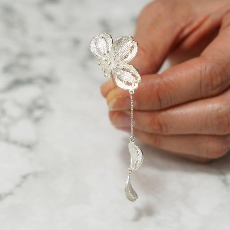 [HAIR STICK] KANZASHI SAKURA(CHERRY BLOSSAM B) | CHECOS | SILVER WIRE WORK