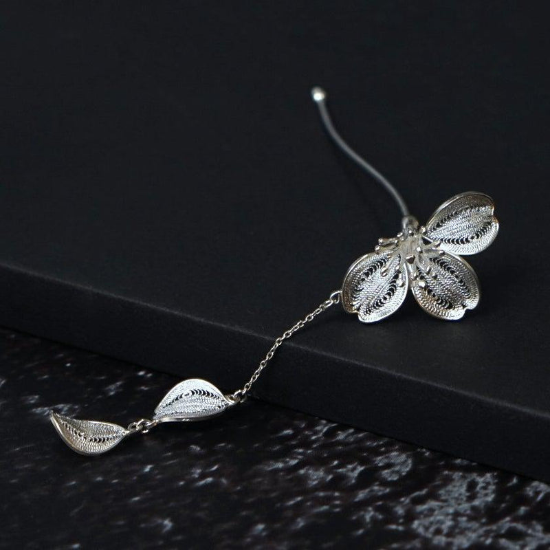 [HAIR STICK] KANZASHI SAKURA(CHERRY BLOSSAM B) | CHECOS | SILVER WIRE WORK