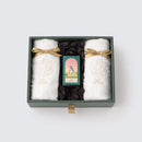 [TOWELS]  2 ORGANIC COTTON HAND TOWELS & 1 PREMIUM BATH OIL LUXE FLOWER GIFT SET (GOLD RIBBON) | SEWING