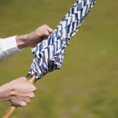 [UMBRELLA] PARASOL STAR BLUE (BRAIDED WOOD) | HAND PRINTING