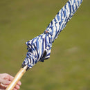 [UMBRELLA] PARASOL STAR BLUE (BRAIDED WOOD) | HAND PRINTING