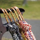 [UMBRELLA] PARASOL ZEBRA BLACK GRAY (BRAIDED WOOD) | HAND PRINTING
