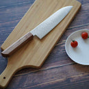 [KITCHEN (CHEF) KNIFE] HIGH CARBON STAINLESS STEEL INTERCUTTING POLISHED DAMASCUS SANTOKU KNIFE 180MM OAK OCTAGONAL PATTERN-KAKISHIBU FINISH- | SAKAI FORGED BLADES|YAMAWAKI CUTLERY