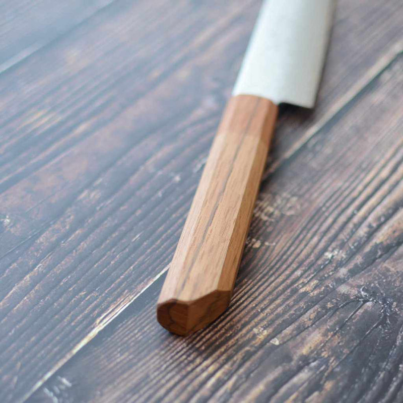 [廚房（廚師）刀]鈷不銹鋼69層大馬士革小刀150Mm橡木八角形圖案Kakishibu飾面-酒井鍛造刀片
