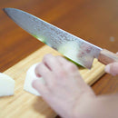 [KITCHEN (CHEF) KNIFE] HIGH CARBON STAINLESS STEEL INTERCUTTING POLISHED DAMASCUS BEEF SWORD 210MM OAK OCTAGONAL PATTERN-KAKISHIBU FINISH- | SAKAI FORGED BLADES|YAMAWAKI CUTLERY