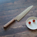 [KITCHEN (CHEF) KNIFE] HIGH CARBON POLISHED DAMASCUS GYUTO 240MM OCTAGONAL OAK HANDLE KAKISHIBU FINISH | SAKAI FORGED BLADES | YAMAWAKI CUTLERY