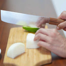 [KITCHEN (CHEF) KNIFE] HIGH CARBON STAINLESS STEEL INTERCUTTING POLISHED DAMASCUS NAGIRI 160MM OAK OCTAGONAL PATTERN-KAKISHIBU FINISH- | SAKAI FORGED BLADES|YAMAWAKI CUTLERY