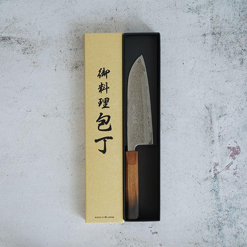 [KITCHEN (CHEF) KNIFE] MOV SUMINAGASHI SANTOKU KNIFE 165MM OAK HANDLE -KAKISHIBU FINISH- | SAKAI FORGED BLADES|YOSHIHIRO