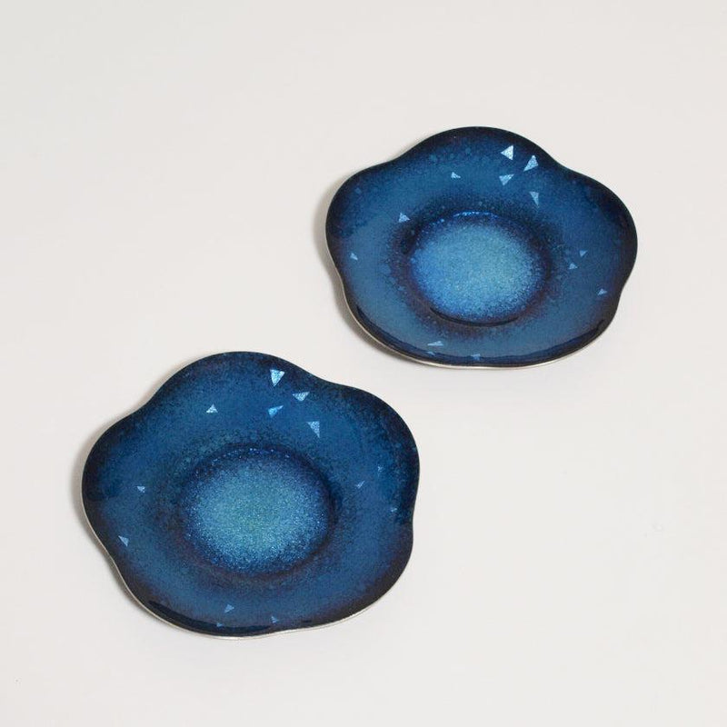 [SMALL DISH (PLATE)]  SAUCER (NAVY BLUE) SET OF 2 | OWARI CLOISONNE