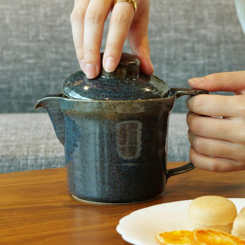 [JAPANESE TEA CUP] WIDE-MOUTHED POT INDIGO (WITH AMI) | MARUMO KATO POTTERY | MINO WARES