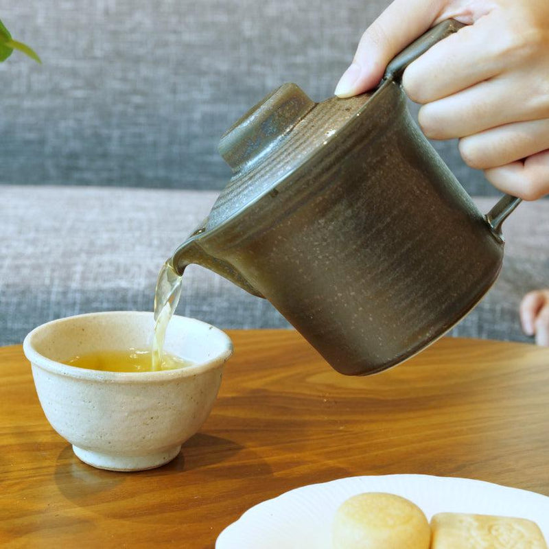 [JAPANESE TEA CUP] WIDE-MOUTHED POT BLACK SILVER (WITH AMI) | MARUMO KATO POTTERY | MINO WARES