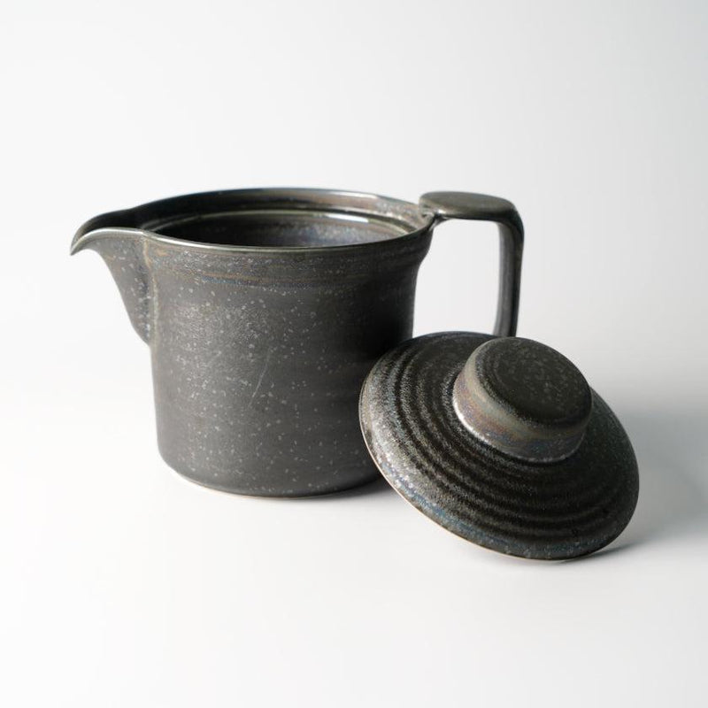 [JAPANESE TEA CUP] WIDE-MOUTHED POT BLACK SILVER (WITH AMI) | MARUMO KATO POTTERY | MINO WARES