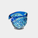 [SAKE BOTTLE] DOUBLE-COVERED KATAKUCHI (GREEN-LAPIS LAZULI) IN A PAULOWNIA BOX | SATUMA VIDRO | SATSUMA CUT GLASS