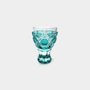 [SAKE CUP] HORSE CUP (GREEN) IN A PAULOWNIA BOX | SATUMA VIDRO | SATSUMA CUT GLASS