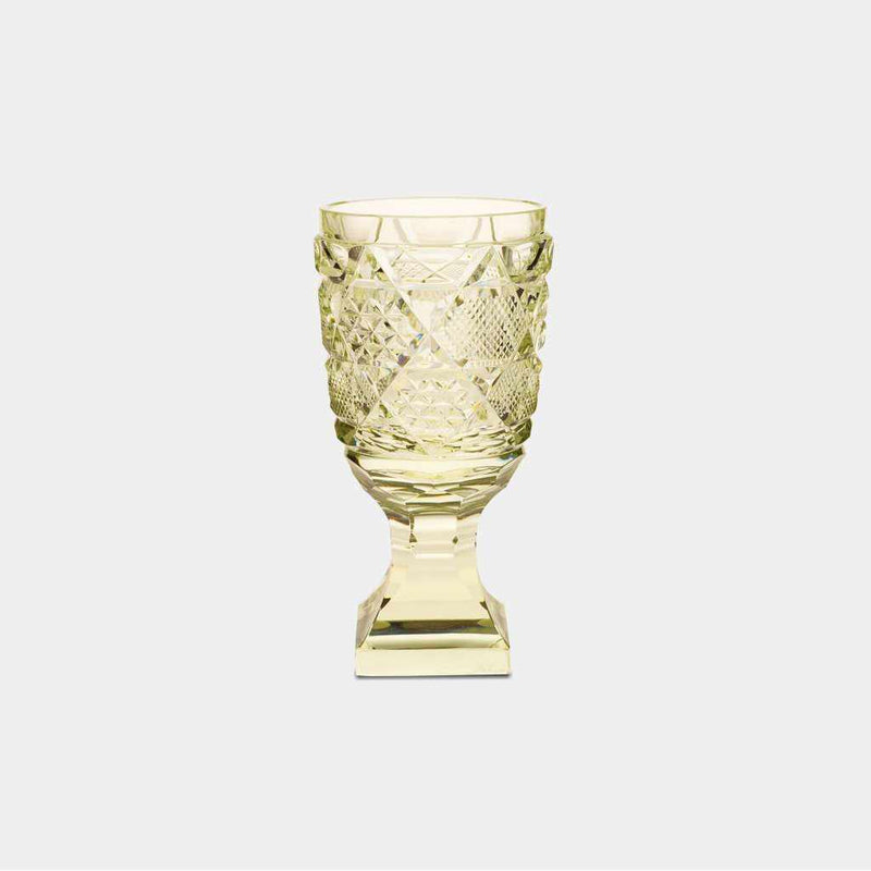 [SAKE CUP] OLD-FASHIONED CUP WITH LEGS (MIDDLE) IN A PAULOWNIA BOX | SATUMA VIDRO | SATSUMA CUT GLASS