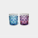 [GLASS] DOUBLE-COVERED LATTICE OLD GLASS 2 PIECES (GREEN-LAPIS LAZULI, GOLD RED, LAPIS LAZULI) IN A PAULOWNIA BOX | SATUMA VIDRO | SATSUMA CUT GLASS