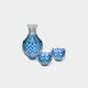 [ขวดสาเก] Crystal Tokkuri & Ochoko ชุดสาเก 2 ชิ้น (Green & Lapis Lazuli) ใน Box Paulownia | Satsuma Kiriko