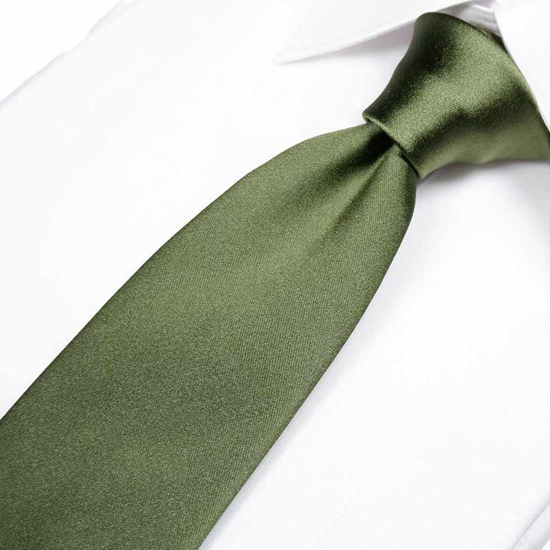 [TIE] MOSS GREEN MIYAVI 33 MOMME SILK SATIN | GUNNAI TEXTILES| FUJI SAKURA