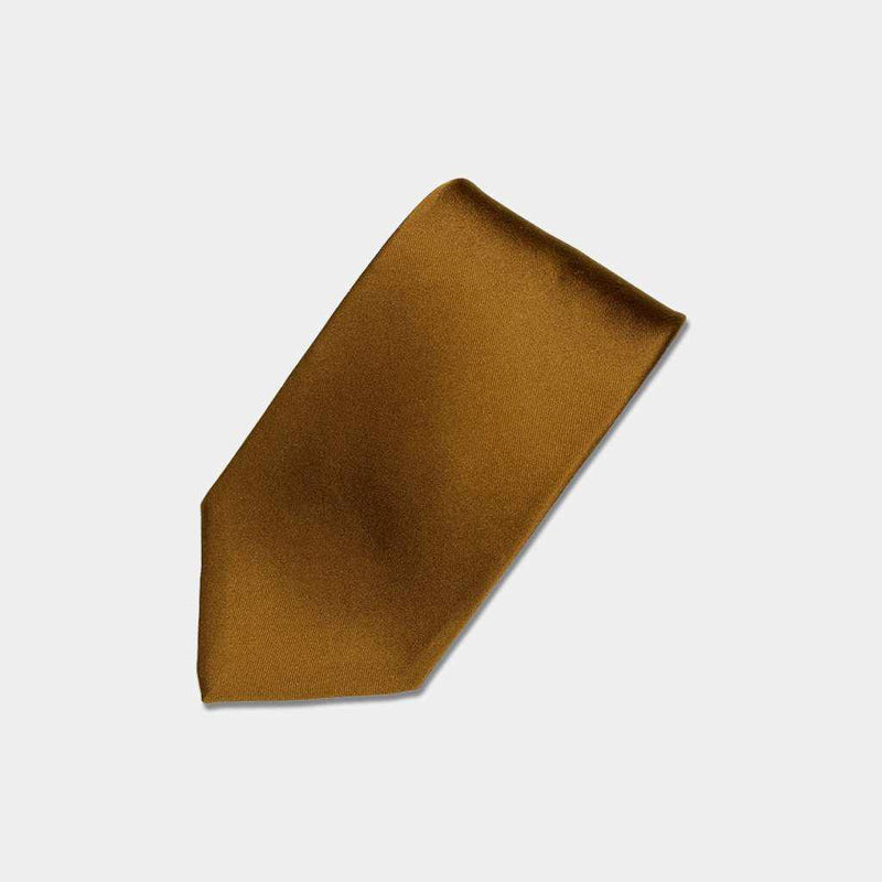 [TIE] GOLD BROWN MIYAVI 33 MOMME SILK SATIN | GUNNAI TEXTILES| FUJI SAKURA