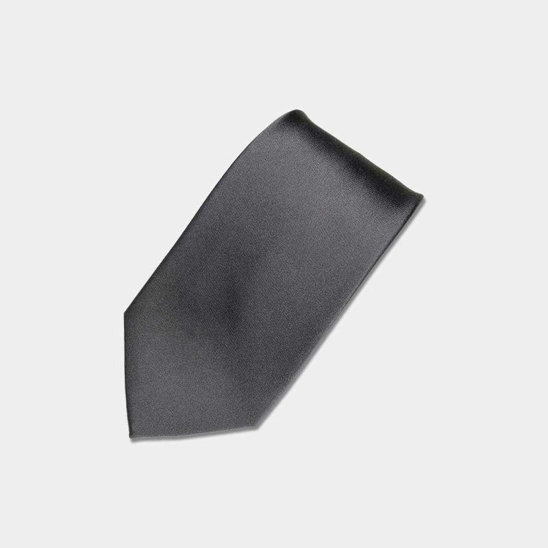 [TIE] MEDIUM GRAY MIYAVI 33 MOMME SILK SATIN | GUNNAI TEXTILES| FUJI SAKURA