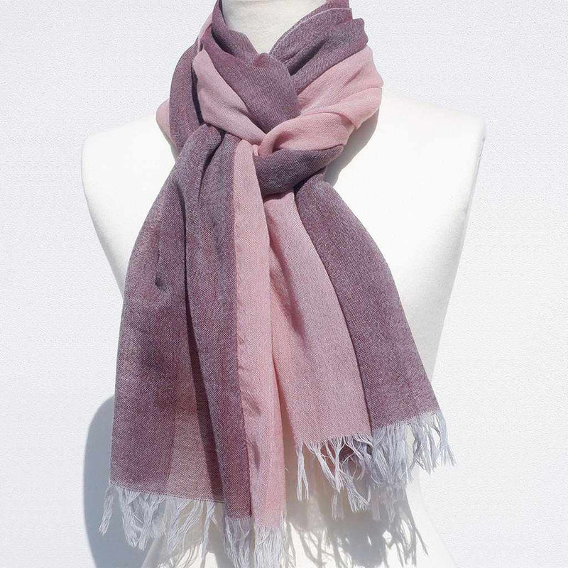 [SCARF] STALL KASANE RUSSET COLOR (PALE PINK × RUSSET BROWN) | GUNNAI TEXTILES| FUJI SAKURA