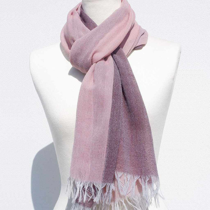 [SCARF] STALL KASANE RUSSET COLOR (PALE PINK × RUSSET BROWN) | GUNNAI TEXTILES| FUJI SAKURA