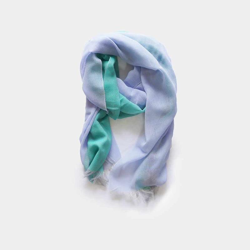 [SCARF] STALL KASANE OGURI COLOR (TURQUOISE × LIGHT BLUE) | GUNNAI TEXTILES| FUJI SAKURA