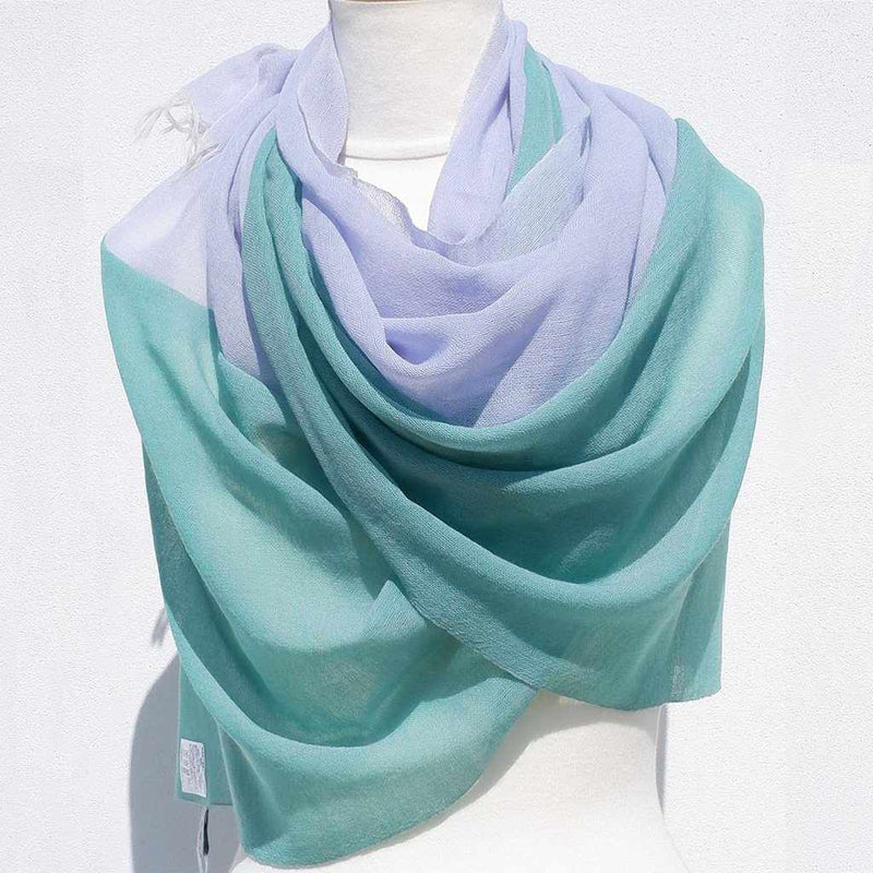 [SCARF] STALL KASANE OGURI COLOR (TURQUOISE × LIGHT BLUE) | GUNNAI TEXTILES| FUJI SAKURA