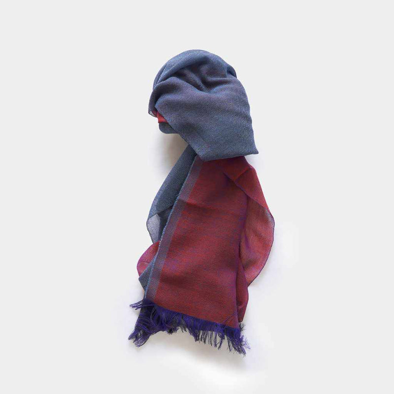 [SCARF] STALL KASANE GRAPE DYEING (BURGUNDY × INDIGO NAVY) | GUNNAI TEXTILES| FUJI SAKURA