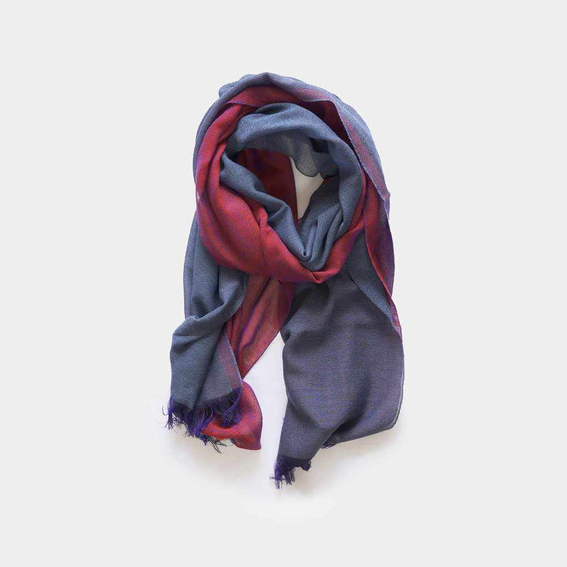 [SCARF] STALL KASANE GRAPE DYEING (BURGUNDY × INDIGO NAVY) | GUNNAI TEXTILES| FUJI SAKURA