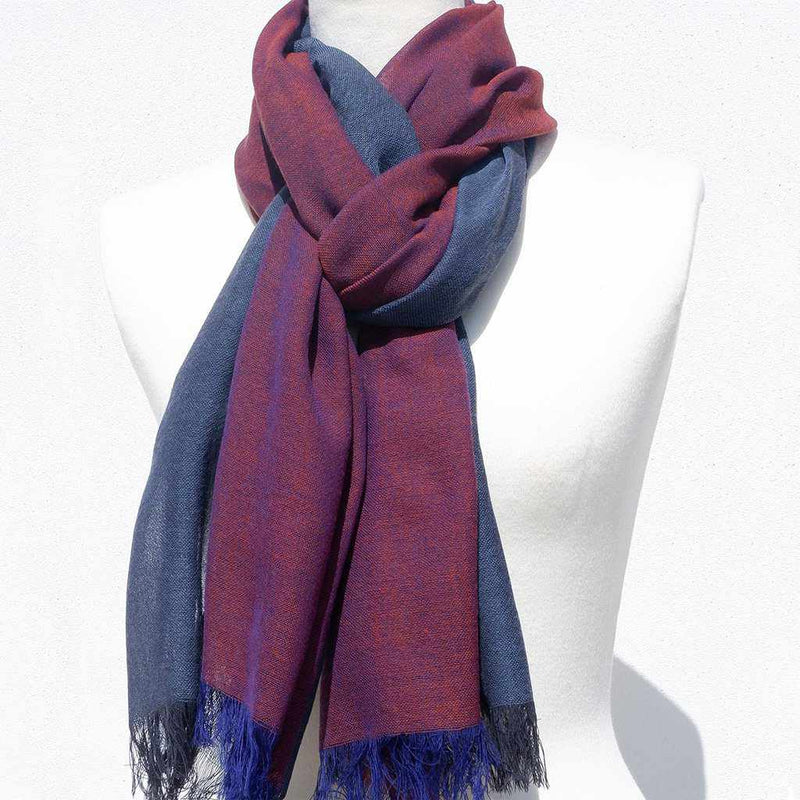 [SCARF] STALL KASANE GRAPE DYEING (BURGUNDY × INDIGO NAVY) | GUNNAI TEXTILES| FUJI SAKURA