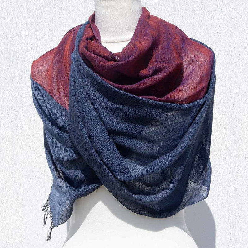 [SCARF] STALL KASANE GRAPE DYEING (BURGUNDY × INDIGO NAVY) | GUNNAI TEXTILES| FUJI SAKURA