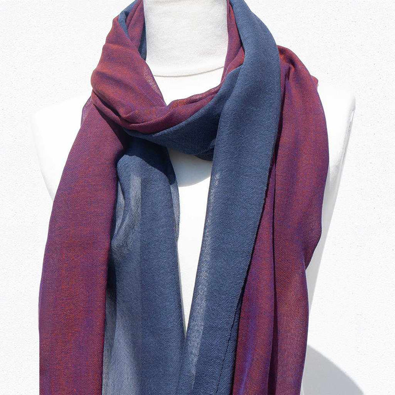 [SCARF] STALL KASANE GRAPE DYEING (BURGUNDY × INDIGO NAVY) | GUNNAI TEXTILES| FUJI SAKURA