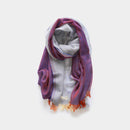 [SCARF] STALL KASANE WHITE AZALEA (SILVER × PURPLE) | GUNNAI TEXTILES| FUJI SAKURA