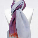 [SCARF] STALL KASANE WHITE AZALEA (SILVER × PURPLE) | GUNNAI TEXTILES| FUJI SAKURA