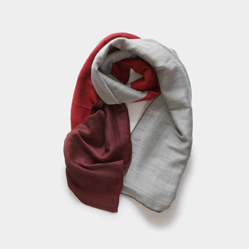 [圍巾]Stall Yasuragi Erimaki（紅色X沙褐色X葡萄酒X棕色）| Gunnai紡織品