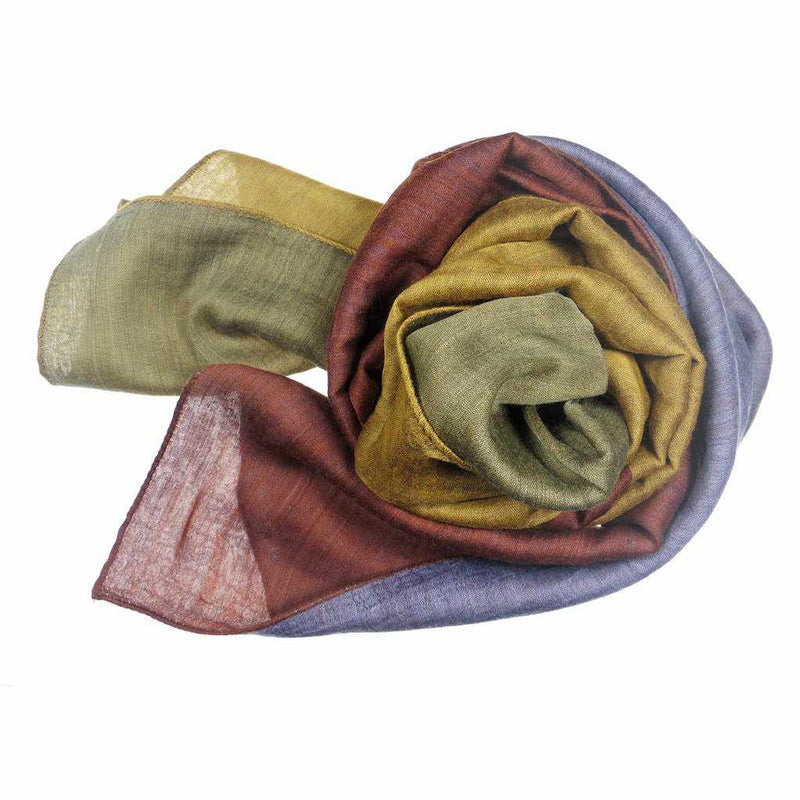 [SCARF] STALL YASURAGI ERIMAKI (GOLD × MOSS GREEN × TERRACOTTA × GRAYISH BLUE) | GUNNAI TEXTILES| FUJI SAKURA