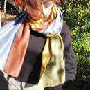 [SCARF] STALL YASURAGI ERIMAKI (GOLD × MOSS GREEN × TERRACOTTA × GRAYISH BLUE) | GUNNAI TEXTILES| FUJI SAKURA