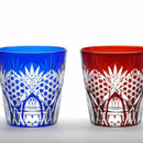 [GLASS] HEXAGON BASKET WEAVE OLD PAIR | EDO CUT GLASS