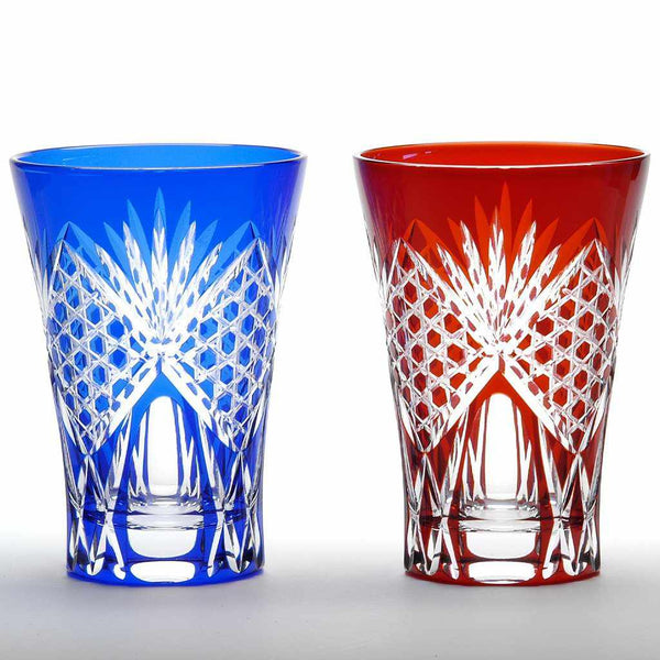 [GLASS] HEXAGON BASKET WEAVE TUMBLER PAIR | EDO CUT GLASS