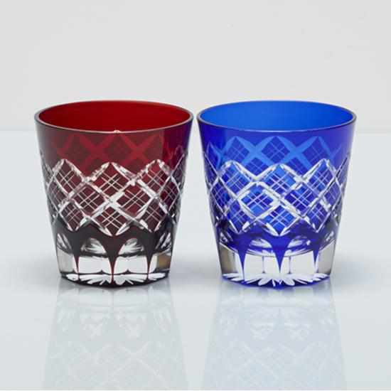 [GLASS] LAYERED YARAI OLD PAIR | EDO CUT GLASS