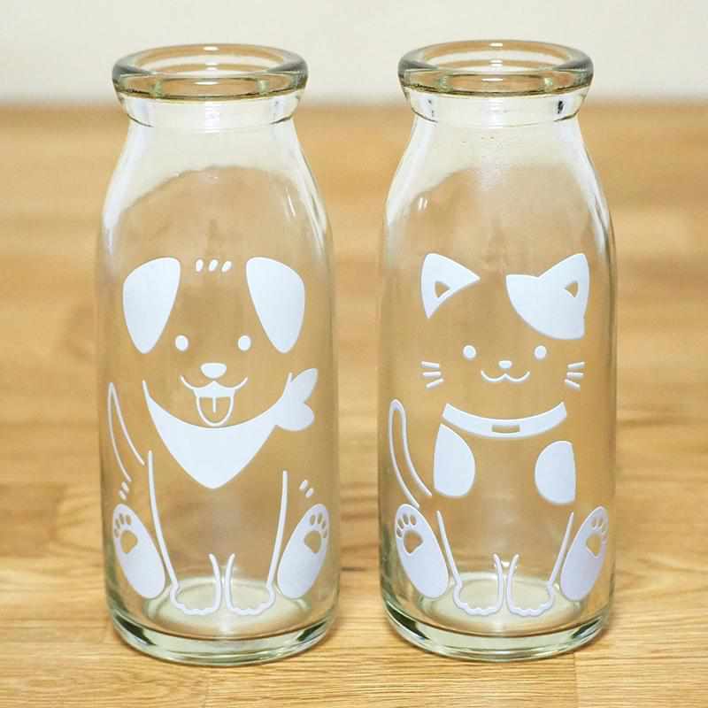 [玻璃]牛奶微笑魔法 （狗和貓） 2 件
