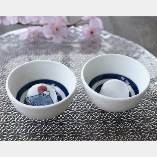 [SAKE CUP] CHERRY BLOSSOMS & MT FUJI (1 PIECE) SOUNDING SAKAZUKI | COLOR & DESIGN CHANGE | MINO WARES | MARUMO TAKAGI